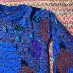 VINTAGE GEOMETRIC ROSE KNIT PULLOVER SWEATER